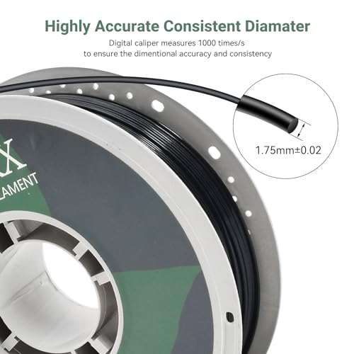 PETG 3D Printer Filament 1.75mm, +/-0.02mm Tolerance, 1kg Spool(2.2lbs), Black - color: Black, size: PETG