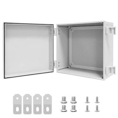Junction Box IP65 Waterproof Dustproof ABS Plastic Enclosure, Outdoor and Indoor Project Box Hinged Cover with Mounting Plate Wall Brackets Outer Dimension 11.8"x 11.8" x 7.1", Grey… - size: 11.8"x 11.8" x 7.1" (1pc)