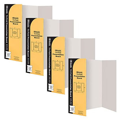 BAZIC Products White Tri-Fold Poster Board, 36 x 48 in, 4-Pack - color: White, size: 4-Pack