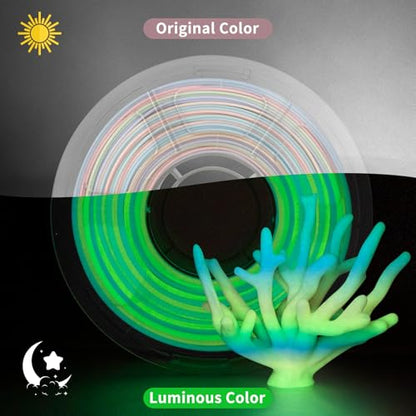 iSANMATE 3D Printer Filament Bundle, Glow in The Dark Filament Multicolor, Green, Blue, and Purple, PLA Filament 1.75 mm, Dimensional Accuracy +/- 0.03 mm, 1KG X 4 Pack - color: A- Color 4x1k Pla Glow Multicolor, Green, Blue, and Purple