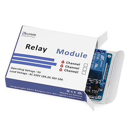 ELEGOO 4 Channel DC 5V Relay Module with Optocoupler for Arduino Projects - size: 4 Channel