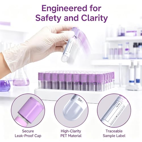 100 Pcs 3ml Plastic Tubes with Purple Caps for Laboratory Use - color: Purple-3ml-100