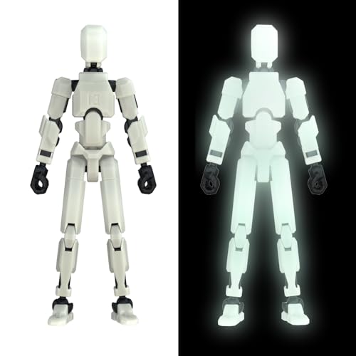MerryXD T13 3D Action Figure,Assembly Completed Dummy Nova Titan Lucky 13 Action Figure 3D Printed Multi-Jointed Movable Toy Grow in The Dark White - color: Grow in the Dark White