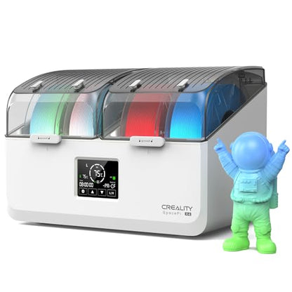 Creality Filament Dryer Box 4 Spool, SpacePi X4L 3D Printer Filament Storage Box, Dual Independent Heating Chambers, Rapid Heating Up to 75℃, Active Dehumidification, Fits PLA,PETG,ABS,TPU,Nylon,etc - color: Bright White