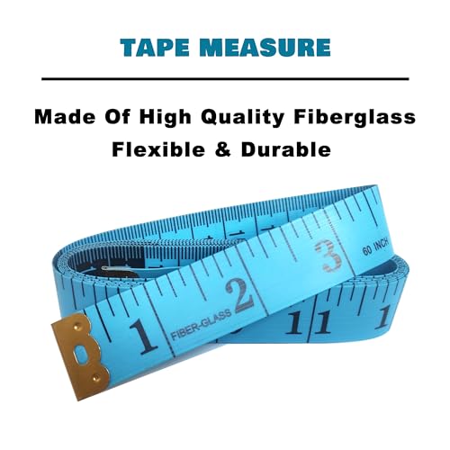 3 Pack Tape Measure Body Measuring Tape, Soft Fabric Measuring Tape for Sewing Cloth Measurement, 60 Inch Double Scale Tailor Ruler for Weight Loss (Blue) - color: Blue
