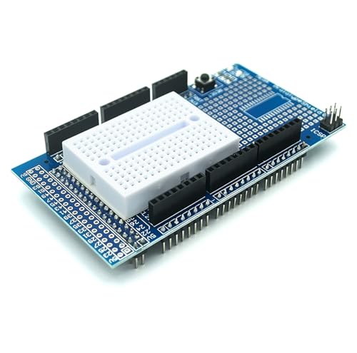 Prototype Shield with Breadboard for Arduino Mega Due Giga Solderable PCB ProtoShield Expansion Board for Easy Prototyping, 2 Pieces