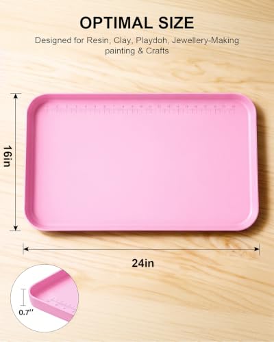 Silicone Mats for Crafts with 0.7" High Edges & Non-Slip, 24" x 16" - color: Pink, size: 24" x 16"
