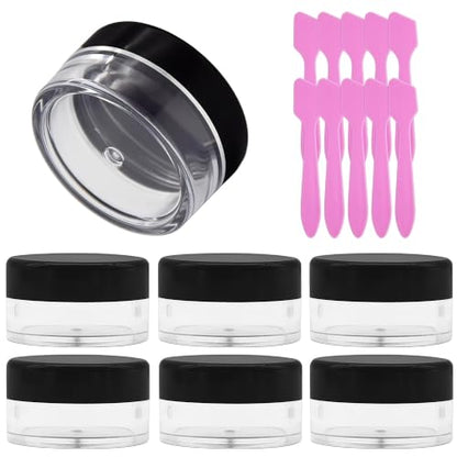 50 Pcs Makeup Sample Containers 3g/5g Sample Containers with Lids Tiny Sample Jars for Skincare Cream Lotion Jewelry Beads DIY Crafts Travel (FZG/5g/Hei) - color: black, size: 5g