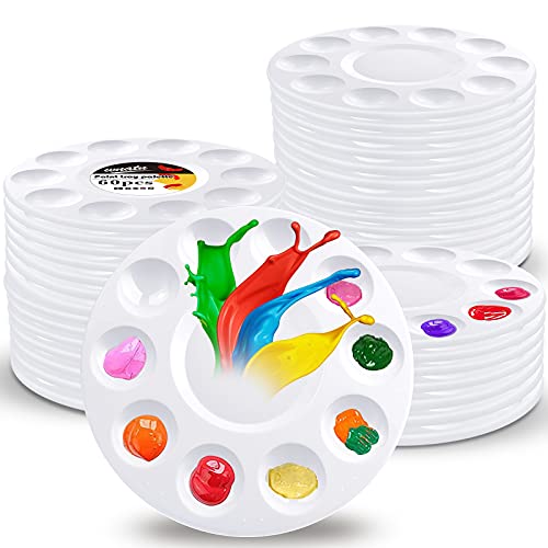 Paint Tray Palette,60pcs Paint Trays for Kids,Plastic Paint Pallet or Pupils to Painting,DIY Craft,Play Party at Home,Kindergarten or School - size: 60pcs