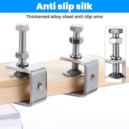 12 Pack 304 Stainless Steel Small C Clamps, 1 Inch Mini C Clamps, Mini Tiger Clamp Woodworking Clamp With Stable Wide Jaw Opening For Woodworking, Mounting, Welding