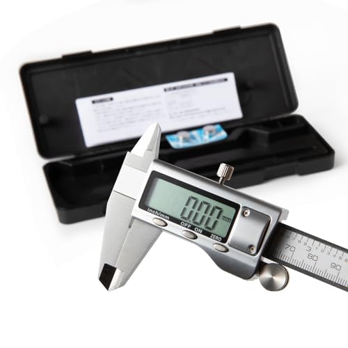 All-Metal Digital Caliper 0-6" Measuring Tool, Micrometer Caliper with Auto-Off Feature, Interchangeable Between inches and millimeters for DIY/Household and 3D Printing