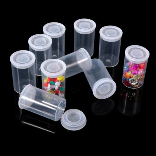 Chsoejuf 12PCS Film Canisters with Caps 35mm Clear Plastic Storage 2x1.3in