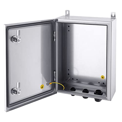 IP65 Weatherproof Stainless Steel Box Wall-Mounted Electronic Equipment Enclosure Box with Mounting Plate and Wall Bracket (16'' x 12'' x 6'')… - size: 16" x 12" x 6"