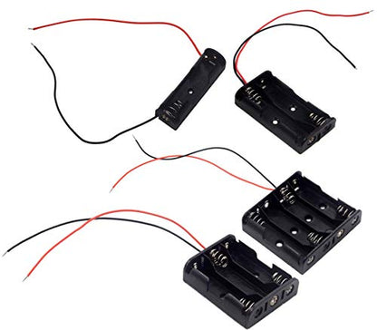 (Pack of 4 AA Battery Holder Bundle: Single 1AA 2AA Battery Holder, 3AABattery Holder with Wire, 4AABattery Holder with Leads Wires