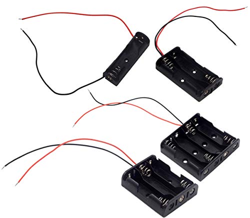 (Pack of 4 AA Battery Holder Bundle: Single 1AA 2AA Battery Holder, 3AABattery Holder with Wire, 4AABattery Holder with Leads Wires