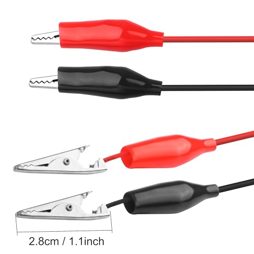 MEIRIYFA 9Volt Battery Snap Connector with Alligator Clips, 10 Pack Dual Alligator Clips to 9V Battery Snap Connector Wire Cables (18CM)