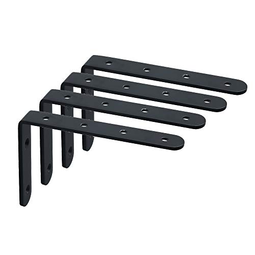 Alise 4mm Thick L Bracket for Shelves,6x4 Inch Shelf Brackets Black,4 Pcs - color: Black, size: 6x4 Inch (4mm-Thick)