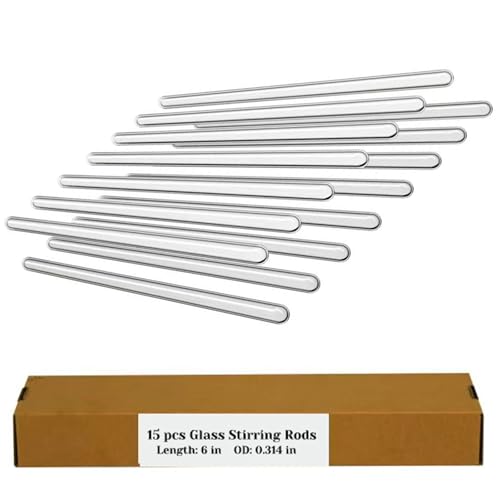 15 Pack Thick Glass Stir Sticks, 8mm x 6 Inch, Pigment Mixing Rods - size: 6 inch 8 mm