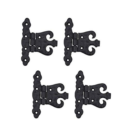 Renovators Supply Manufacturing Pack of 4 Cabinet Door Hinge with Hardware 4.5 in. Black Wrought Iron Rust Resistant Flush Mount Hinge for Cabinets - size: Pack of 4