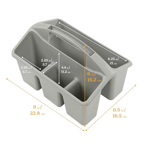 ECR4Kids 4-Compartment Small Storage Caddy Organizer, 6-Pack, Grey - color: Grey