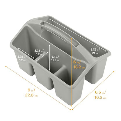 ECR4Kids 4-Compartment Small Storage Caddy Organizer, 6-Pack, Grey - color: Grey