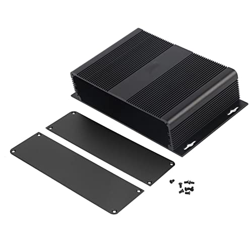 Aluminum Electronic Project Enclosure Case, 54x204x120mm PCB Instrument Box, Split Type DIY Cooling Housing for Printed Circuit Board, Inverter Controller, Sandblasted Black