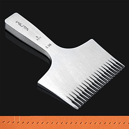 WUTA Sharp French Style Pricking Iron 20 Teeth Leather Chisel All-Polished Punching Tool Kits, Reverse 3.38 mm 20 Teeth - size: 3.38mm-20 teeth, style: Reverse