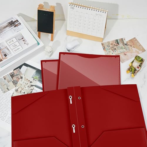 Henoyso 36 Pcs Plastic Folder with Clear Front Pocket, Burgundy - color: Burgundy