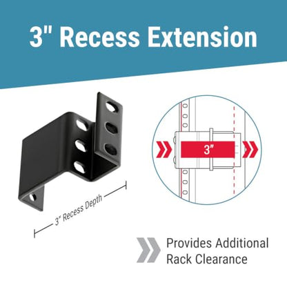 CablesAndKits 1RU Recessed Rack Adapter, 3 Inch Extension, 25 lb Capacity - size: 1RU