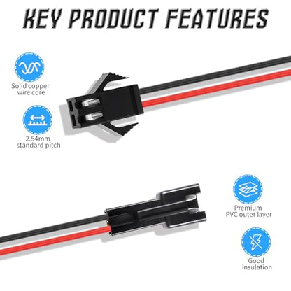 5 Set 2 Pins Male Female Flat Ribbon Cables, 20cm / 8" - size: 2Pin