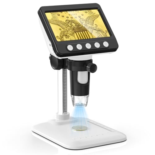 Coin Microscope, 4.3" LCD USB Digital 1000X 1080P Coin Magnifier - color: White