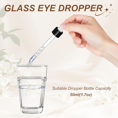 PATIKIL Glass Eye Dropper w/Measurement mark for 1.7oz Glass Bottles 10Pcs - color: White/Black Top, size: 1.7oz