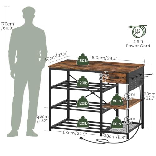 CHOEZON 3D Printer Stand with Storage, 3-Tier Heavy Duty 3D Printer Table - color: Rustic Brown