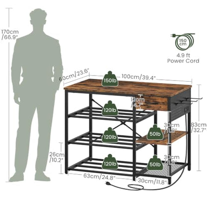 CHOEZON 3D Printer Stand with Storage, 3-Tier Heavy Duty 3D Printer Table - color: Rustic Brown