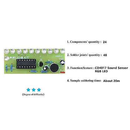 Soldering Practice Kit Sound-Activated LED Chaser Kit - DIY Soldering Project with 10 LEDs & Microphone Sensor (12V DC) for Electronics Beginners & STEM Education - style: Sound Sensor