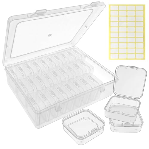 Guyuyii 30 PCS Clear Bead Organizer Box, Small Storage Containers with Lids - size: 31 Pcs
