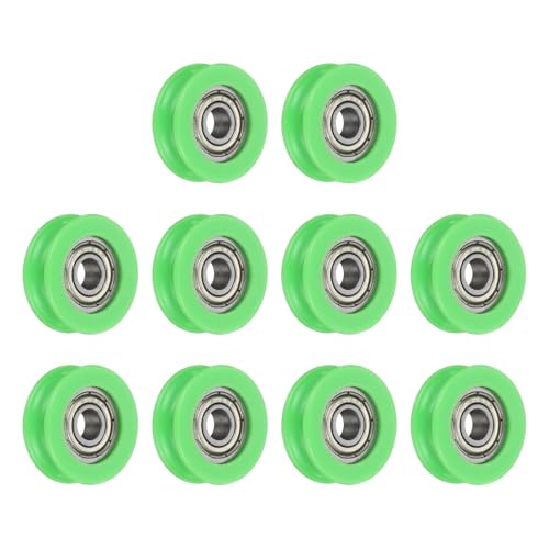 uxcell 10Pcs 605ZZ POM Pulley U-Groove Ball Bearing, 5x21x7mm, Light Green - color: Light Green, size: 5x21x7mm, 605ZZ