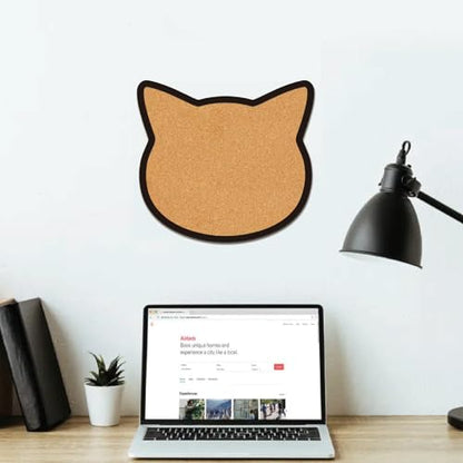 CRASPIRE Cat Pin Cork Board 9.8 X 10.6 Inch Wall Mounted Framed Bulletin Display Boards Wooden Decorative Memory Memo Brooch Lapel Pins Holder Storage for Home Office School Classroom Decoration - style: Cat Head