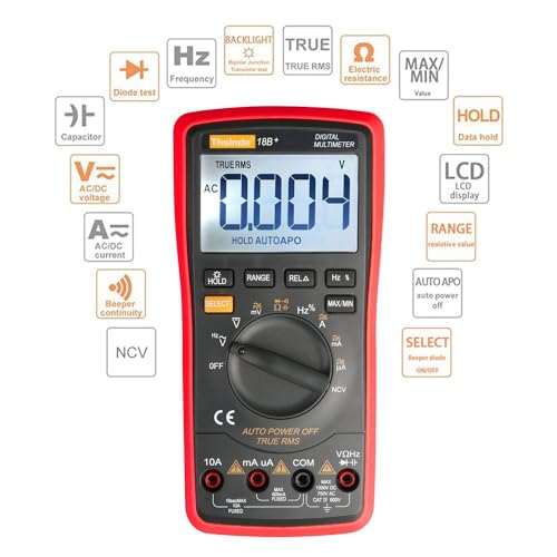 6000 Counts TRMS Auto Ranging Digital Multimeter, Red - color: Red