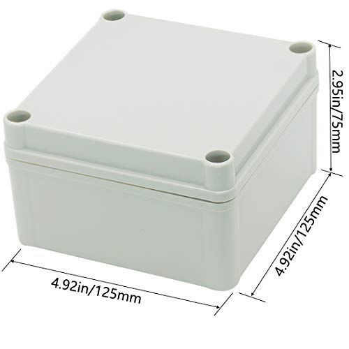 Zulkit Junction Box ABS Plastic Dustproof Waterproof IP67 Junction Boxes Universal Electrical Project Enclosure DIY Electronic Project Box Grey 4.92 x 4.92 x 2.95 inch (125 x 125 x 75 mm) - size: 4.92" x 4.92" x 2.95"