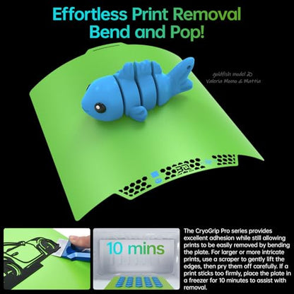 BIQU CryoGrip Pro Glacier Green Compatible with Bambu-Lab P1S/P1P/P2S/X2D/X1C/X1E/A1 3D Printers 257x257MM Panda Build Plate Double Sided Upgrade Removable Surface Platform - color: Glacier-Green, size: P1/P2/X1/A1/X2D