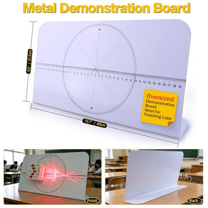 Physics Optical Experiment Set Multifunction Reflector Refraction 5-Line Light Source Lenses Various Prisms Mirror Magnetic Demo Board Teaching Demonstration Equipment for Teacher Education