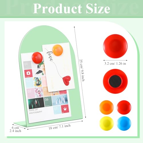 Shimeyao 2 Pcs Magnetic Bulletin Board for Tabletops with 8 Magnets Memo Display Easel Stand for Home Office School Kitchen Table Supplies (Green, 10 X7 Inch, Arched) - color: Green, size: 10 x 7 Inch, style: Arched