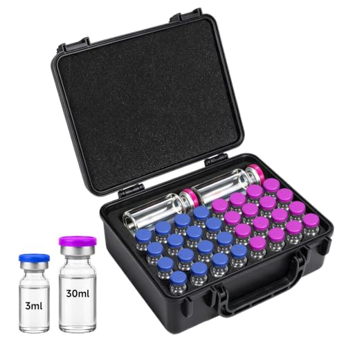 3ml Peptide Case for Fridge, 32Slots Vials Case for Peptides & Insulin - color: 32-shots×3ml + 1-slot×30ml (Black)