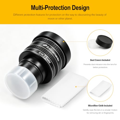 Astromania Telescope Eyepiece 7.5mm Wide Angle 58° Planetary Eyepiece 1.25" - size: 7.5MM