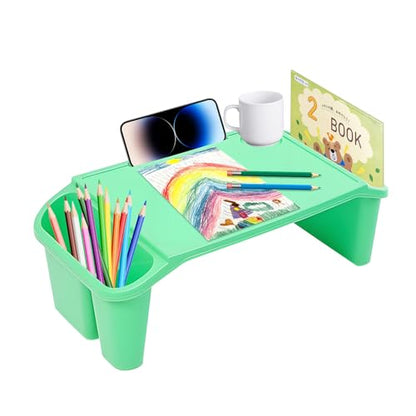 Portable Lap Bed Table, 6 Pcs Lap Desk Tray, with Side Pockets, Stackable Activity Table, Stackable Bed Table, Breakfast Laptop Trays for Drawing Writing Eating Game Classroom (Six Colors