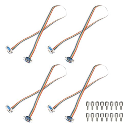 MECCANIXITY 4 Pcs IDC Rainbow Wire Flat Ribbon Cable DB9 Male to DB9 Female 19.7 Inch Length 2.54mm Pitch Breadboard Jumper Wires for Electronic Projects - size: 19.7 Inch, style: DB9 Male to DB9 Female