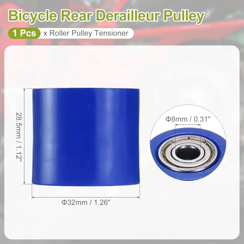 PATIKIL 8mm Roller Pulley Tensioner, Chain Roller Pulley Tensioner Mini Bike Parts Nylon Cylinder Type Guide Wheel Chain Guide Slider for Mini Motorcycle Dirt Bike, Blue - color: Blue