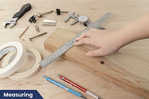 Pacific Arc 12 Inch Stainless Steel Ruler with Inch/Metric Conversion Table - style: 12 In