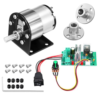 Copkim 12V DC Geared Motor Kit (1000RPM Speed), JGB37-520 Motor with CCM6N PWM Controller, 6mm D-Shaft Flange and Bracket - style: 1000rom